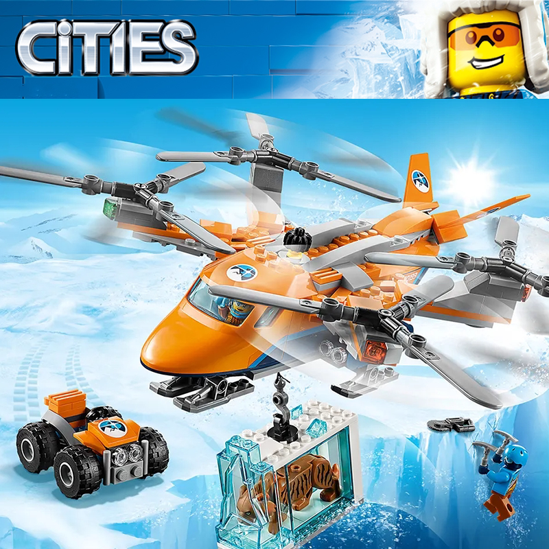 Birthday Gift Building Blocks City Series 60193 Arctic Aerial Transport Aircraft Polar Plane Assembly Toy for Boys