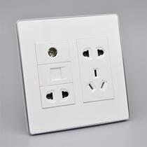 120 type multifunctional two three and five hole power supply TV cable TV computer network port wall switch socket panel