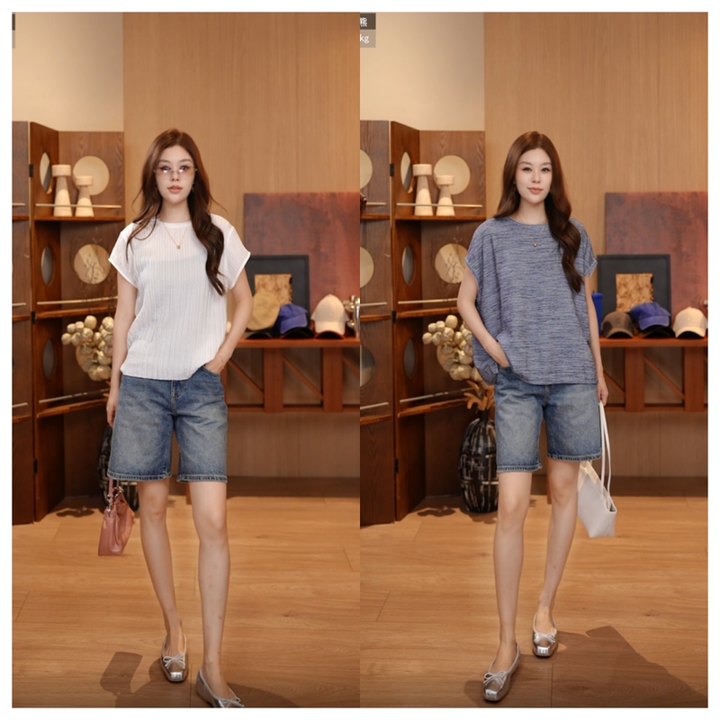 Shijie - Summer Denim Shorts Hgdd1Gx11730【Try-On S Size, Length 53.5】@
