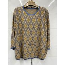 Middle-aged and elderly fat mothers spring and autumn thin tops mid-sleeve knitted bottoming shirts loose tops for women plus size