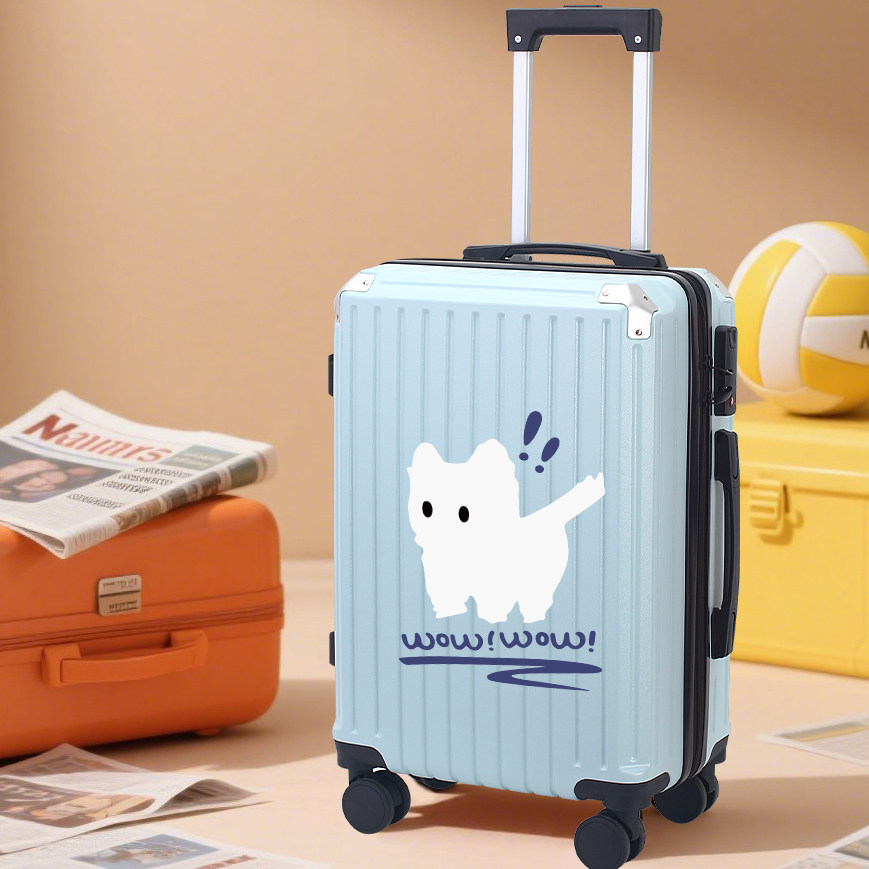 Cartoon trolley suitcase, stylish travel suitcase for junior high school girls, men's floral pattern, 20-inch children's combination lock suitcase.