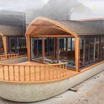 Wooden boat painted boat water house boat electric sightseeing tour water catering meeting date reception boat B&B