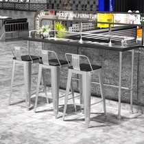 Industrial style solid wood high bar table bar table and chair combination small bar bar counter milk tea shop wall high narrow table