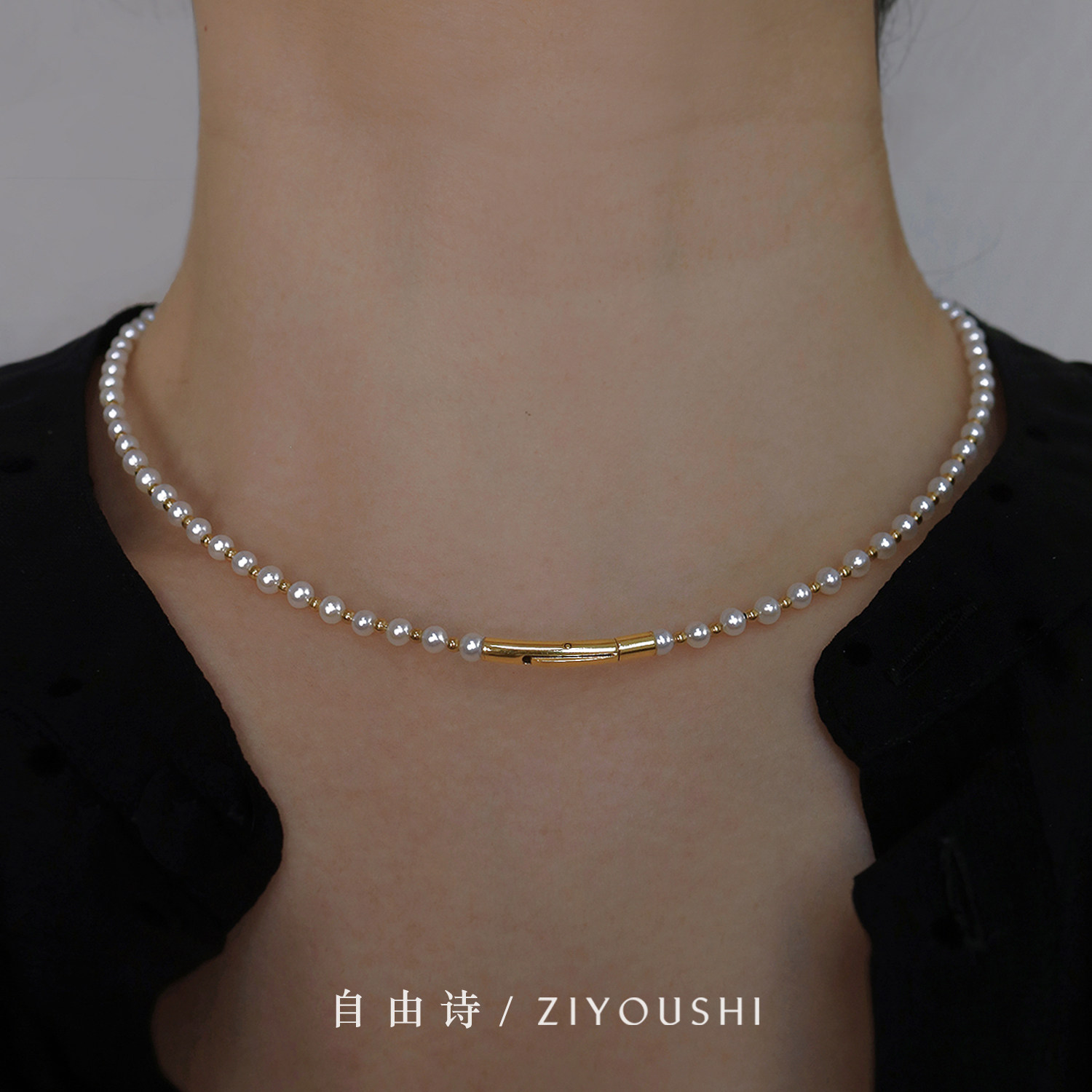 Duangduang chain natural freshwater pearl necklace, colorfast, snap clasp, millet bead design, fashionable women's band.