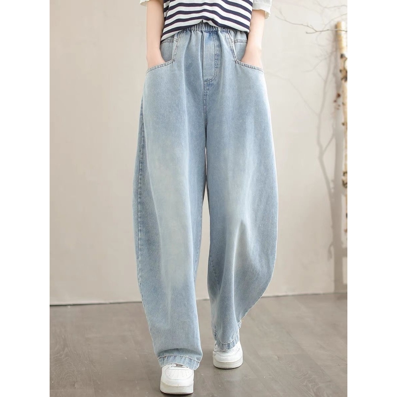 Spring and Summer New Style Loose Slimming High-Waisted Jeans for Women, Artistic, Fashionable, Niche Scythe Pants, Long Pants