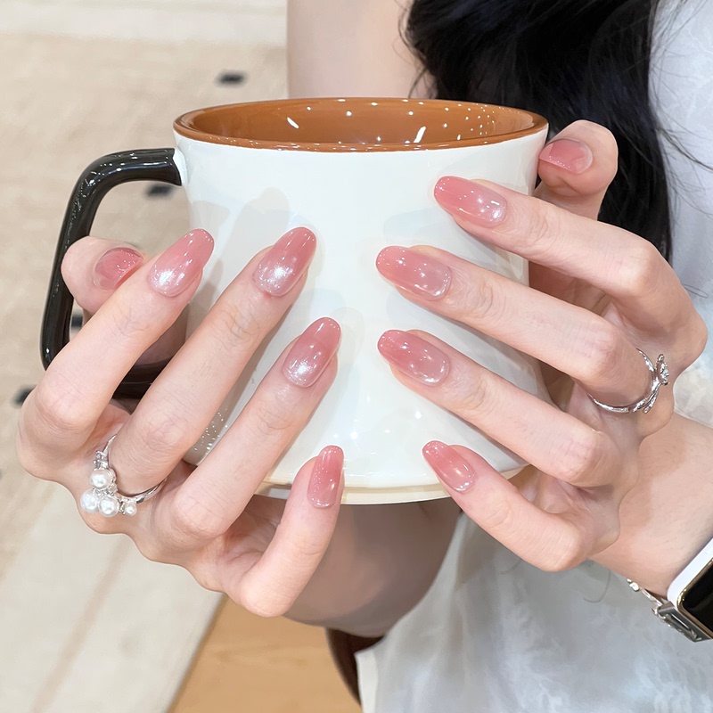 Ks Wearable Nails Short Style Chasing Light Cat Eye New High-End Handmade Gradient Nail Art Looks Great and Brightens Skin Nail Stickers Ks Wearable Nails Short Style Chasing Light Cat Eye New High-End Handmade Gradient Nail Art Looks Great and Brightens Skin Nail Stickers