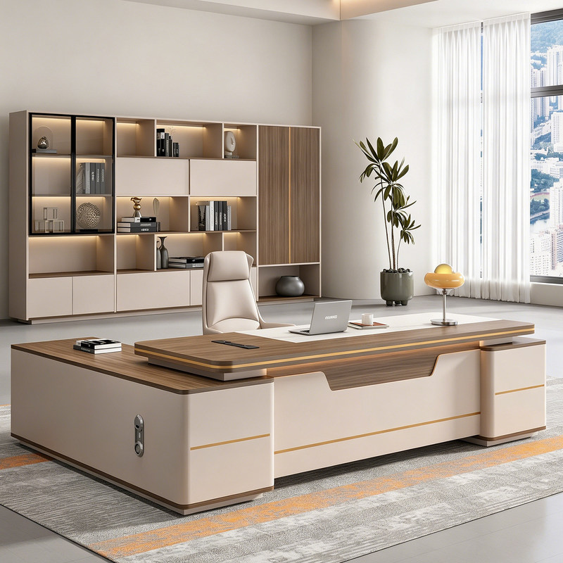 Boss's Desk Is Light Luxury and Modern, Executive Desk for the President, High-End Computer Desk, Simple Executive Desk, Office Desk and Chair Set