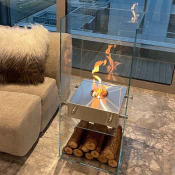 Scandinavian Small Independent Outdoor Ultra-Clear Glass Real Flame Ethanol Alcohol Fireplace Home Indoor Decoration Heater
