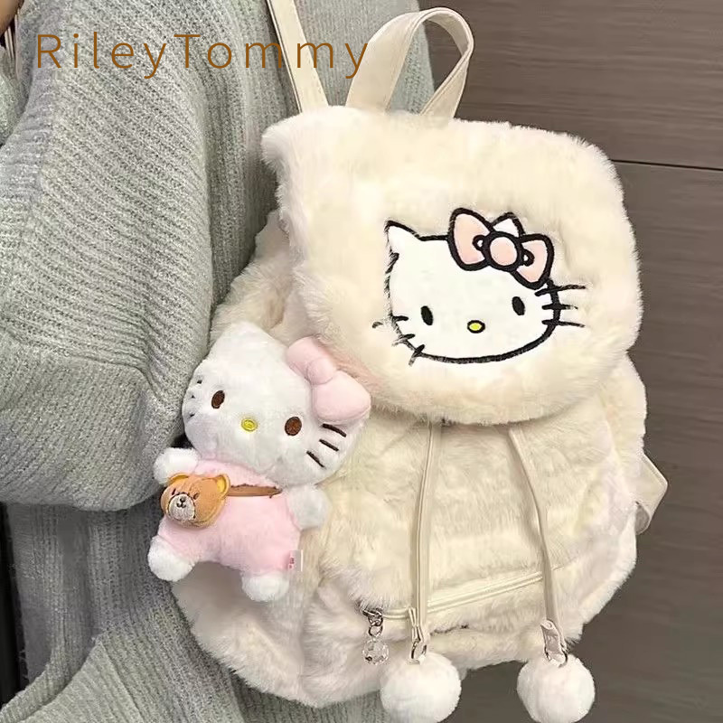 British Riley Tommy Cute Kt Cat Plush Backpack Hello Kitty School Bag New Niche Versatile Backpack British Riley Tommy Cute Kt Cat Plush Backpack Hello Kitty School Bag New Niche Versatile Backpack