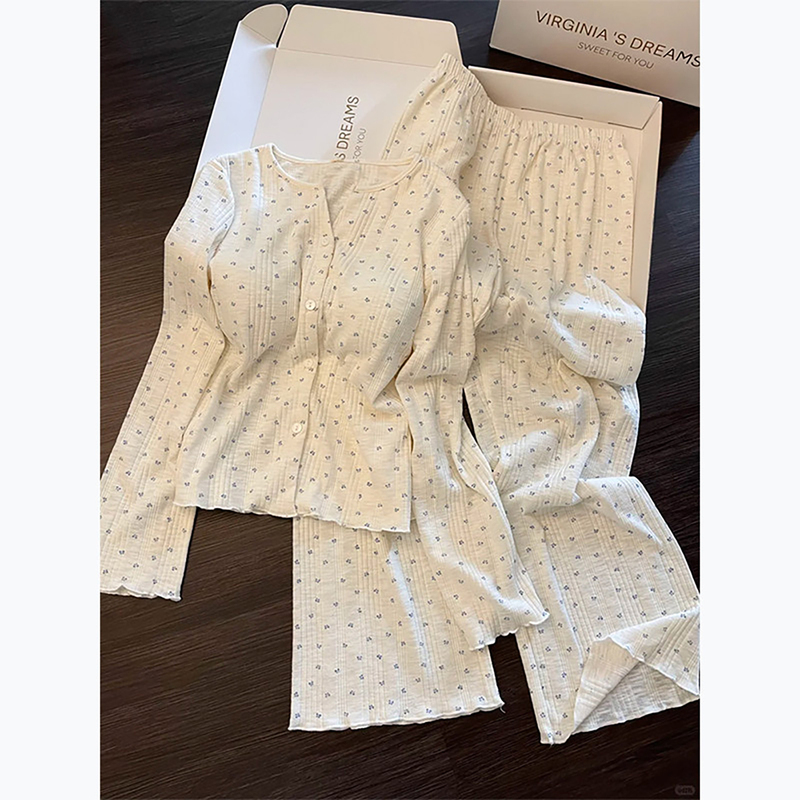 Uamtor Women's Pajamas with Chest Pads, Autumn 2026 New Style, Pure Cotton Long-Sleeve Long Pants, High-End Feel, Can Be Worn Outside as Loungewear Uamtor Women's Pajamas with Chest Pads, Autumn 2026 New Style, Pure Cotton Long-Sleeve Long Pants, High-End Feel, Can Be Worn Outside as Loungewear