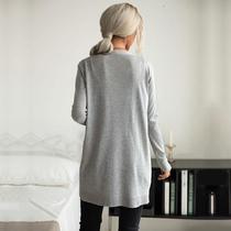 New ready-made quick-release Internet celebrity college independent station direct supply for foreign trade European and American fashion womens clothing autumn gray long-sleeved pits