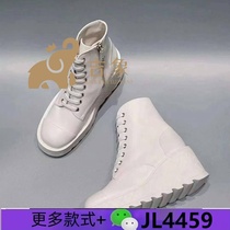 New womens shoes white sheepskin lace-up wedge high-top shoes short boots