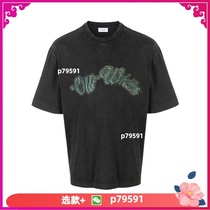 (Deposit) Seasonal new thin printed casual embroidered shirt loose and breathable short-sleeved shirt printed short-sleeved logo distressed