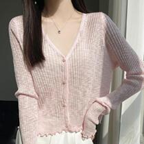 Shawl sun protection shirt new arrival waistcoat womens top cardigan clear loose and versatile small coat slightly transparent and thin