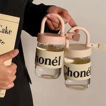 High-temperature-resistant glass water cup for girls high-looking high-borosilicate compact portable cup for summer coffee portable and transparent