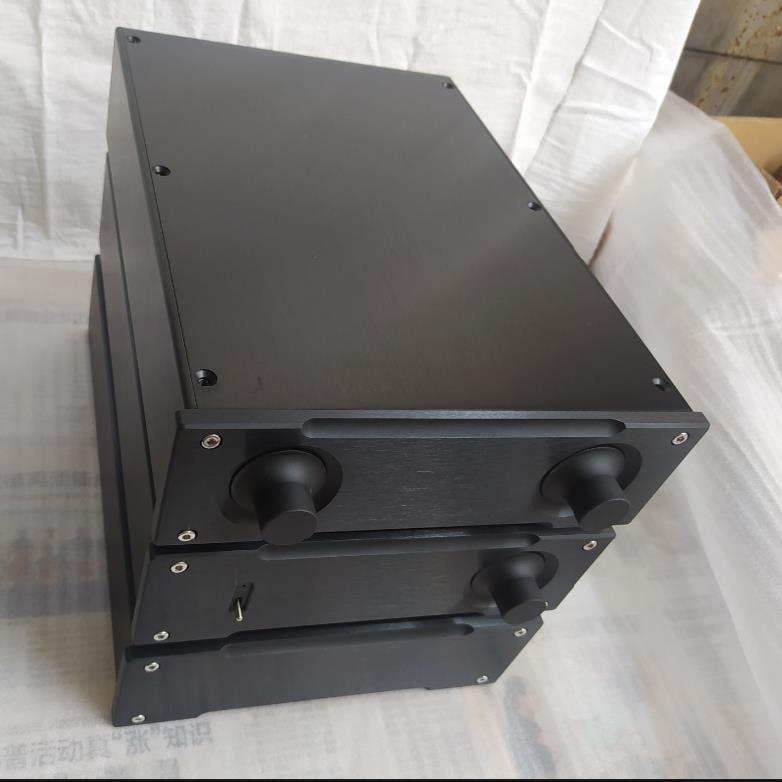 Pre-stage all-aluminum power amplifier chassis, all black, 230 wide, 70 high, 308 deep