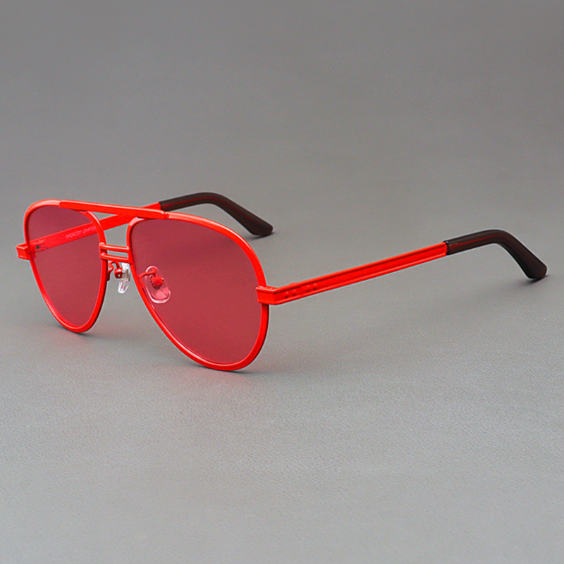 Moscot Lemtosh Sunglasses for Women, Pilot Style, Brad's Same Style Glasses, Red Frame, Pink Polarized Sunglasses for Men