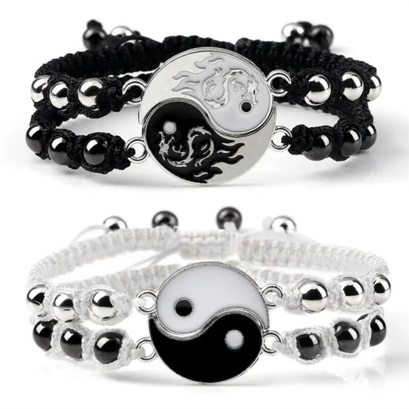 Authentic Tai Chi Yin-Yang Magnetic Bracelets for Men and Women, Vintage Tai Chi Bracelets, a Pair for Couples or Brothers, Woven Gift Authentic Tai Chi Yin-Yang Magnetic Bracelets for Men and Women, Vintage Tai Chi Bracelets, a Pair for Couples or Brothers, Woven Gift