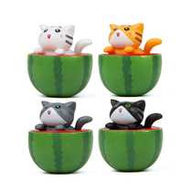 4 Creative Food Summer Watermelon Smiling Cat DIY Figure Gardening Landscaping Doll Doll Ornament Pack