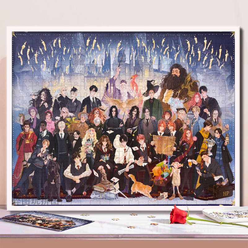 Harry Potter Group Portrait Character Collection 1000 Pieces with Frame, Handmade DIY Hogwarts Graduation Season Gift Harry Potter Group Portrait Character Collection 1000 Pieces with Frame, Handmade DIY Hogwarts Graduation Season Gift