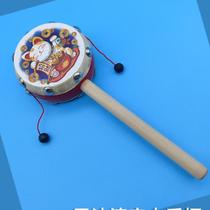 Traditional old-fashioned wave drummer sheepskin rattle baby wooden chewable baby baby baby