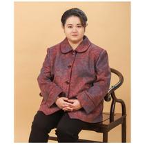 Middle-aged and elderly fat mothers woolen short coat spring and autumn new plus size plus size noble grandma top womens clothing