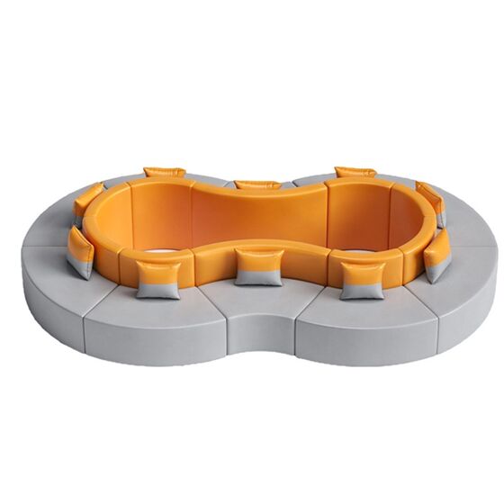 新品办公室休息区休闲沙发简约现代大厅会客接待弧形异形圆形茶几