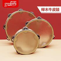 Xinjiang dance cowhide tambourine Orff percussion instrument childrens kindergarten teacher uses tambourine for grade examination to beat the drum