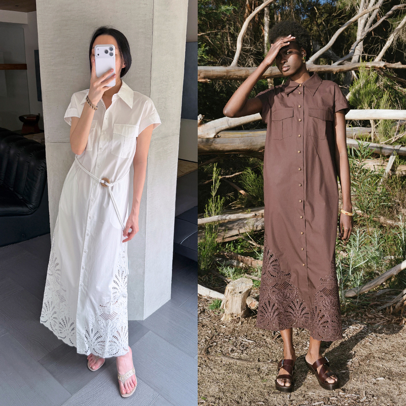 The Embroidered Skirt Is so Beautiful! Australian Light Luxury Brand Poster Style $850 Shirt-Style Dress 2 Colors $49