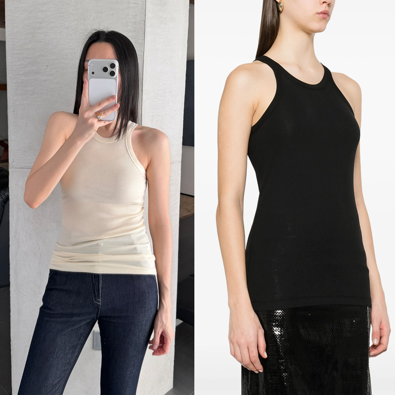 Contains Silk Base Layer! High-Quality Essential Italian Brand Ribbed Stretch Tank Top