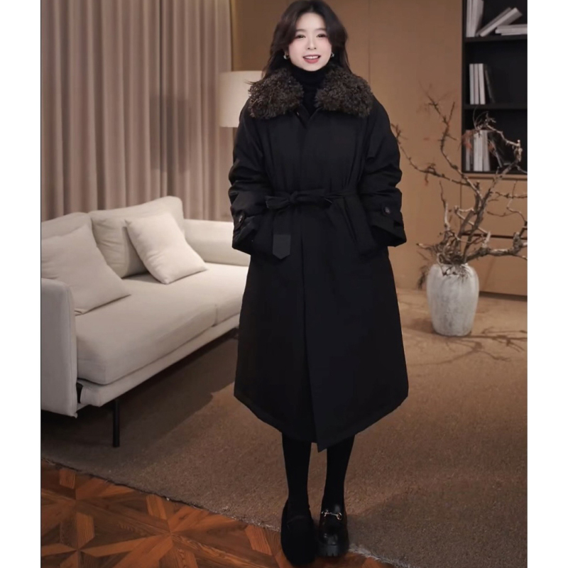 Laoqin Private Label [Lightweight Heat Retention] 90 White Duck down Mid-Length Waist-Cinching Warm down Jacket for Women Winter 3990