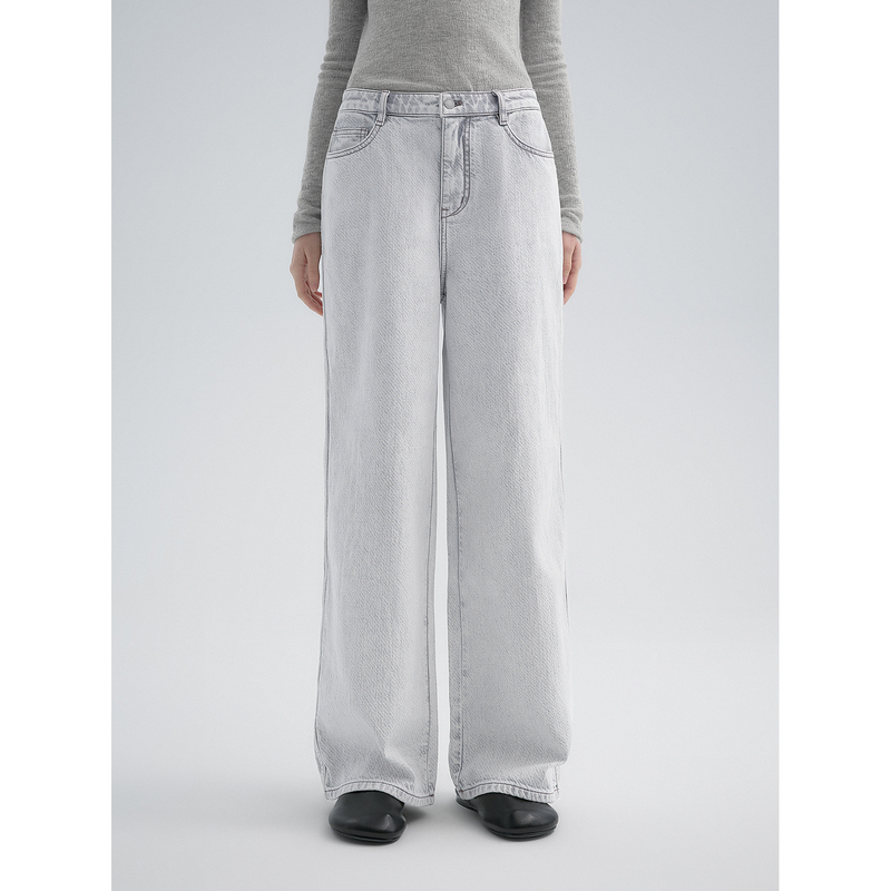 Huajiyan [Cement Pants] Turkish Denim Fabric with Special Structural Layer, Vintage Frost Gray Jeans