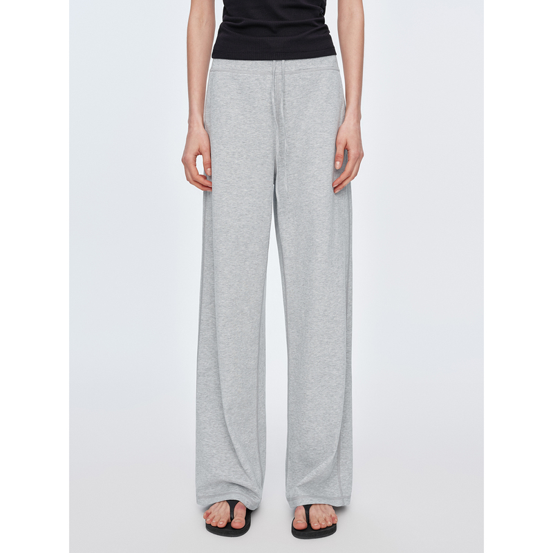 Hua Jiyuan [Lazy Pants] Knitted Mixed-Color Yarn Breathable Versatile High-Waisted Straight-Leg Casual Knit Pants