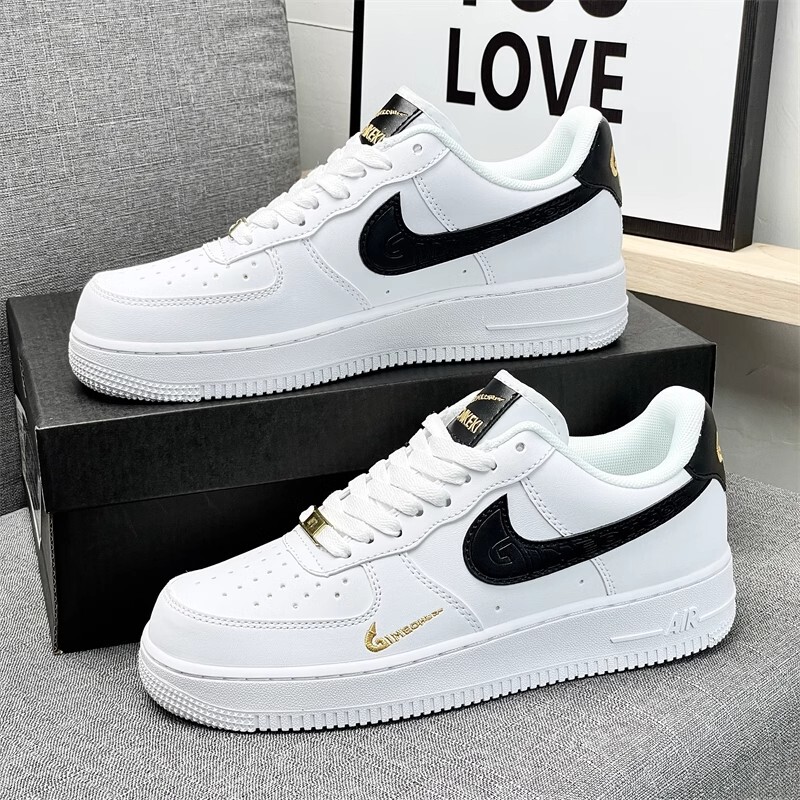 Aj Men's Shoes Putian Official Website Women's Af1 Air Force One Sneakers Genuine White Black Gold Height-Increasing Student Casual Shoes Aj Men's Shoes Putian Official Website Women's Af1 Air Force One Sneakers Genuine White Black Gold Height-Increasing Student Casual Shoes