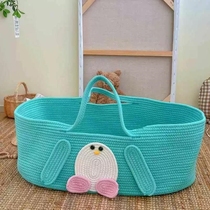 Newborn baby out-and-out basket cotton rope woven baby hand basket folding portable bed out-and-out sleeping basket car-mounted