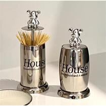 Stainless steel push-type toothpick box light luxury creative toothpick tube high-looking and personalized automatic pop-up toothpick box for home use