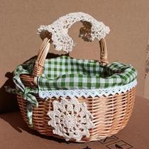 新款藤编柳编收纳篮菜篮鸡蛋篮子手提编织野餐篮水果篮小礼品竹篮