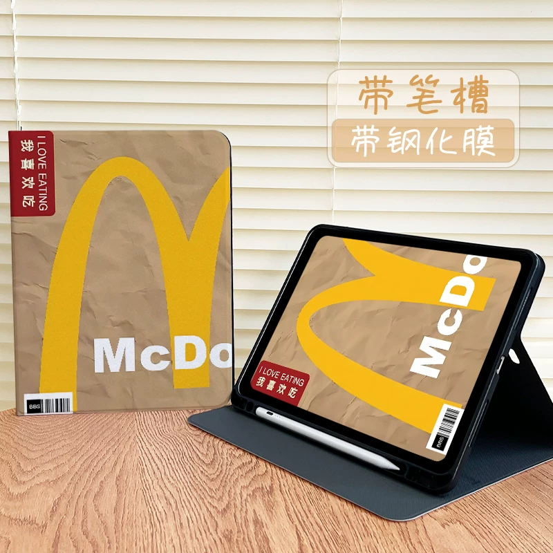 Защита чехол для iPad11 совместимый 2025 планшетный чехол air5/6 шелковый рисунок 10-е поколение книга 2021 ретро простой pro11 все включено 10.2 слот для ручки 2017/2018 спящий режим будильник mini6/7