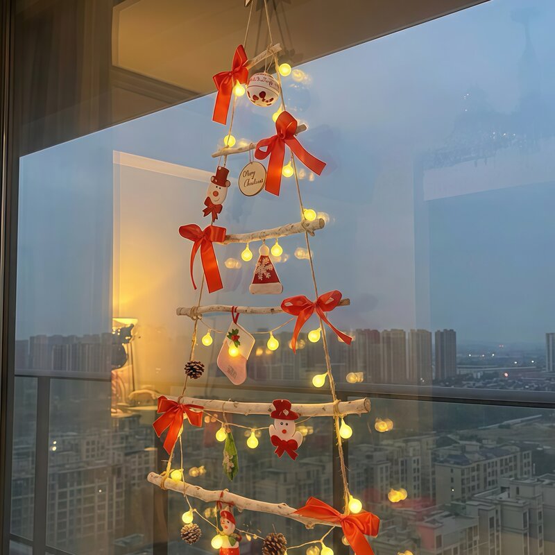 [Christmas Decorations] Wall-Mounted Christmas Tree Ornaments, Door Hanging Decorations, Decorative Lights for the Entrance Door, Pine Cone and Vine Hanging Decorations
