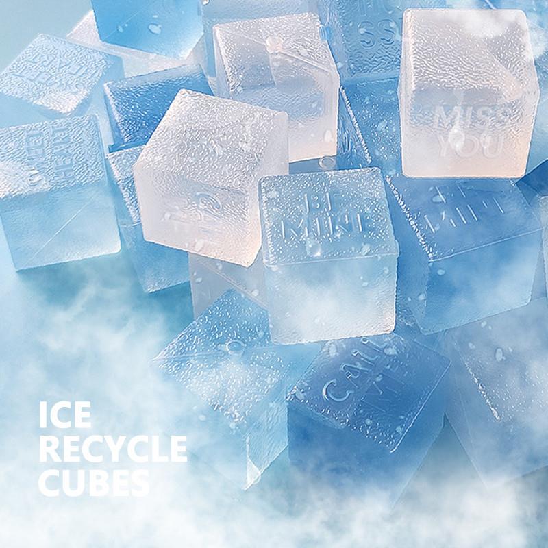 Ice Recycle Cubes Square Cold-Feeling Ice Cubes for Beverage Cooling, Recyclable Ice Cubes