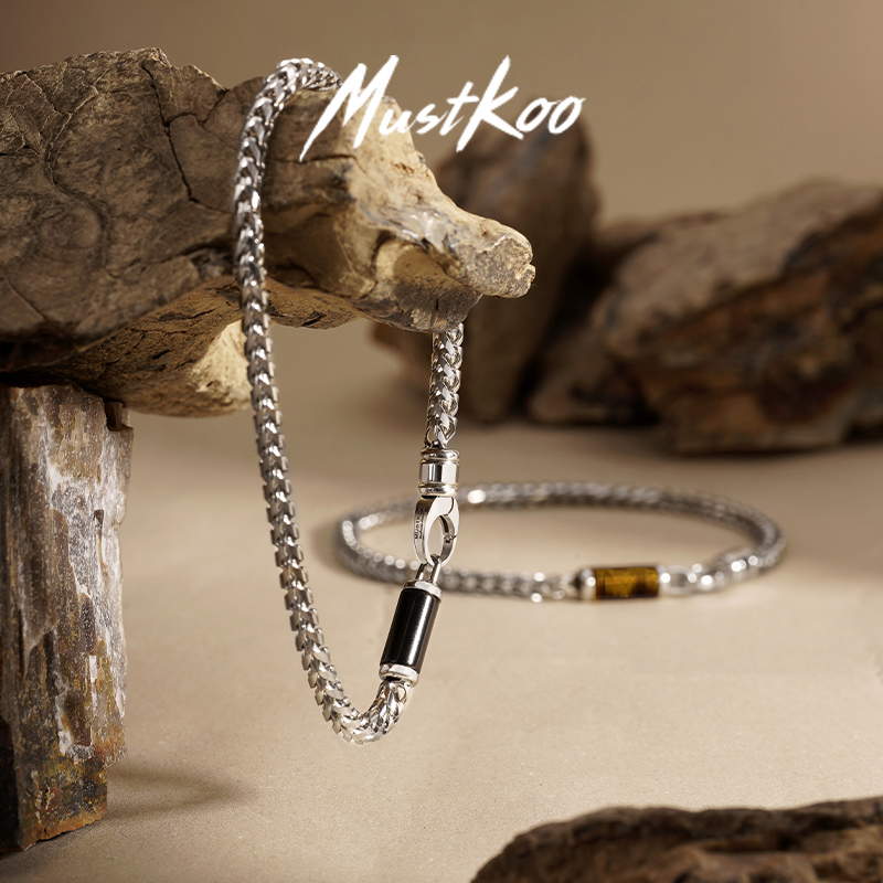 Mustkoo Ma Shi Du Bring Wealth and Fortune Agate Titanium Steel Cuban Bracelet for Men, Niche, Simple, High-End, Couple Style Jewelry