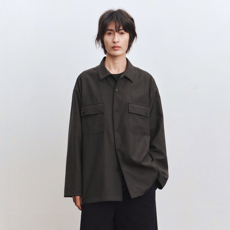 Orchidpiece'Tidori' Japanese Wool Houndstooth Brown Cpo Shirt Jacket