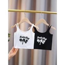 Girls sling outer wear 2024 new medium and large childrens fashionable casual vests childrens fashionable and versatile bottoming shirts summer clothes
