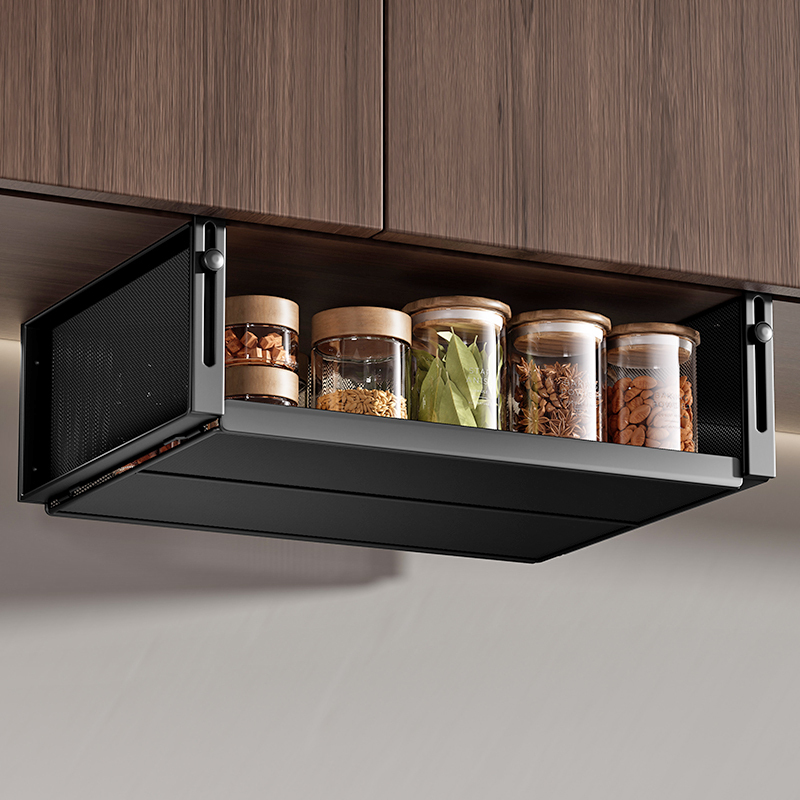 German No-Drill Kitchen Cabinet Under-Shelf Storage Rack Hanging Basket Under-Cabinet Hanging Shelf Layered Storage Organizer