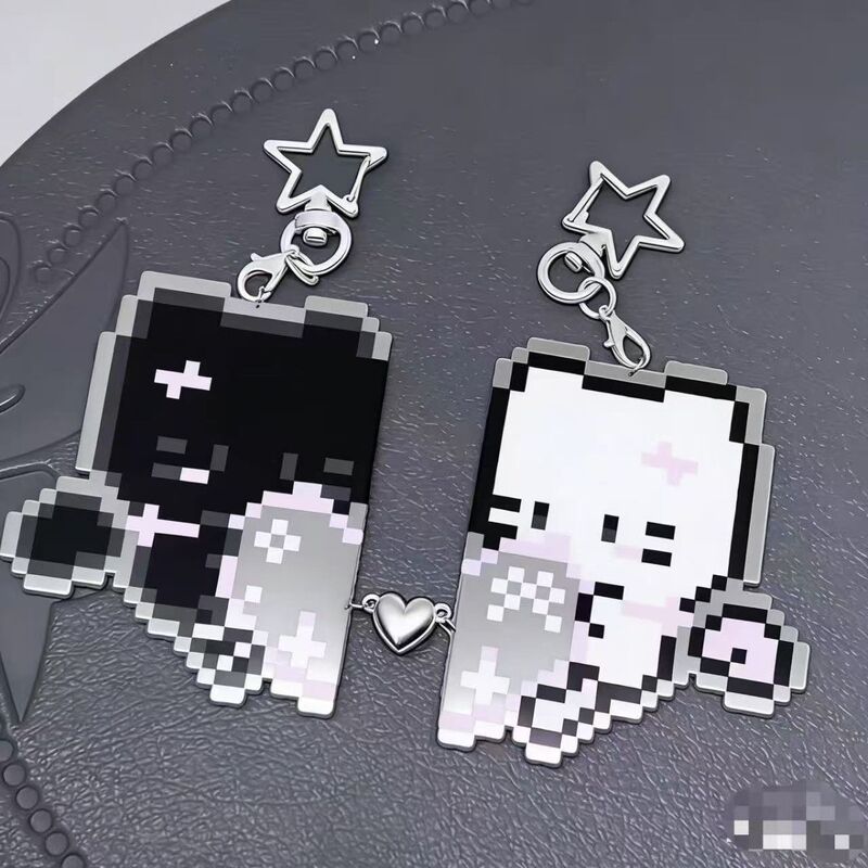 Black and White Kitten Heart-Shaped Magnetic Acrylic Couple Keychain Cute Pendant Cartoon Best Friend Couple Keychain Black and White Kitten Heart-Shaped Magnetic Acrylic Couple Keychain Cute Pendant Cartoon Best Friend Couple Keychain