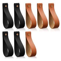 8PCS PU Leather Wall Hooks Wall Hanging Strap Leather