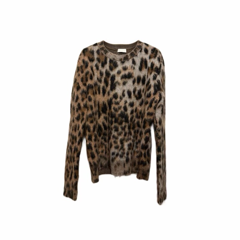 Pl Sl Hedi Slimane Leopard Print Sweater Leopard Print Mohair Knit Sweater