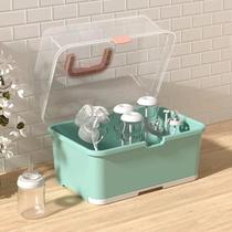 New factory direct sales baby bottle storage box portable large baby tableware storage box drain and dustproof