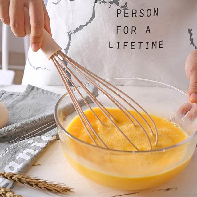 Manual egg beater PP handle egg mixer handheld silicone stainless steel mixing rod home kitchen baking tool