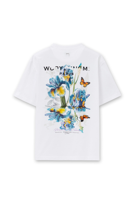 Wym 26Ss New Product in Stock, Loose-Fitting Pure Cotton Couple Short-Sleeve T-Shirt with Floral Print on the Back